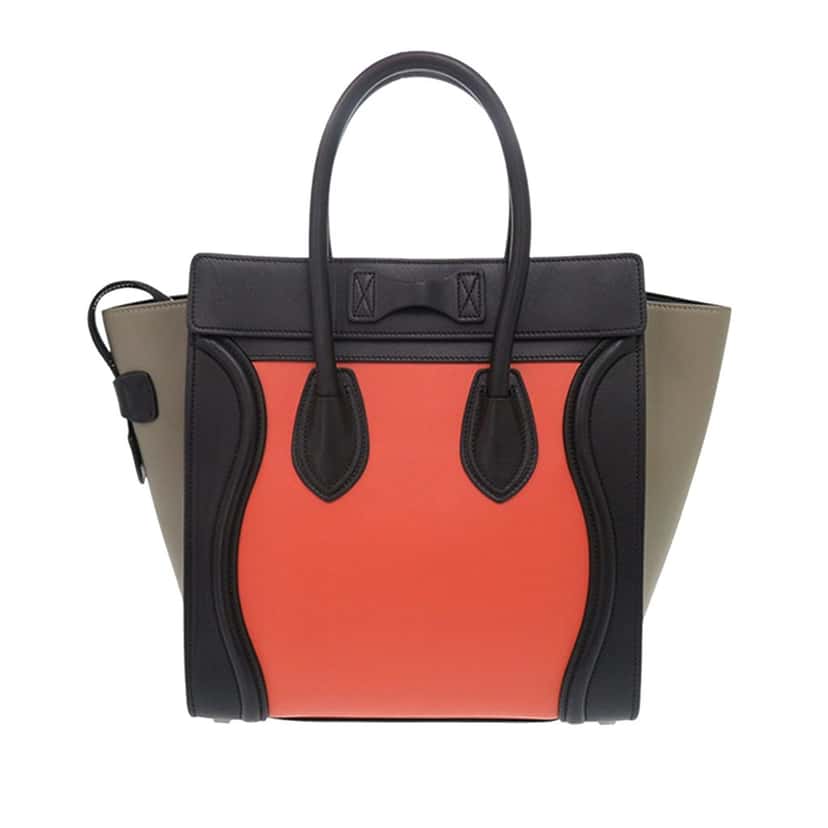 Celine Micro Tricolor Leather Luggage Tote Orange Leather Very good condition - Back View