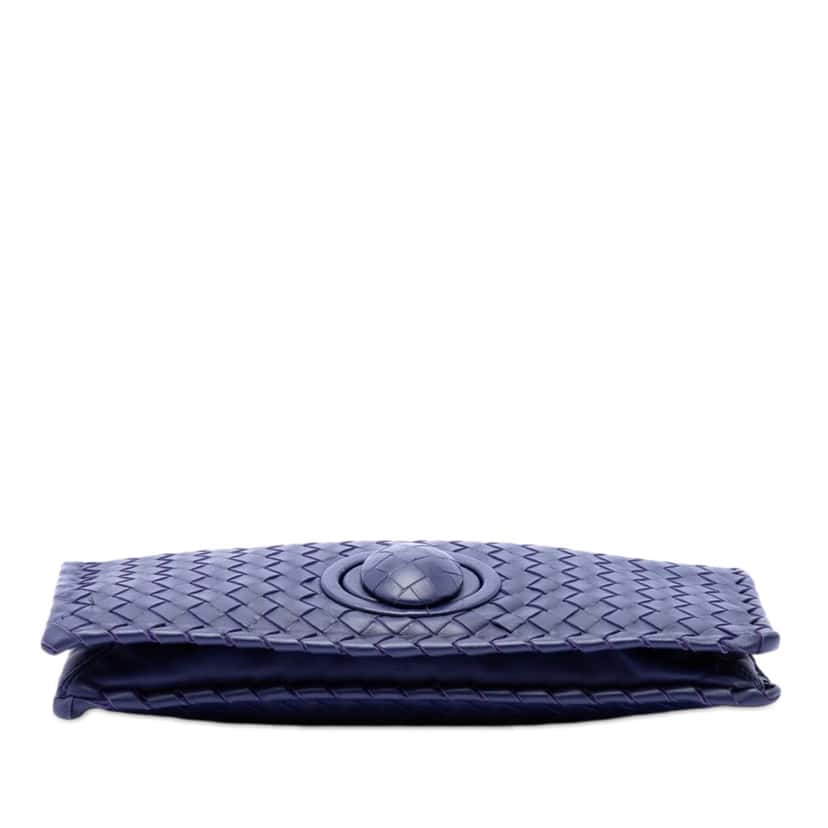 Bottega Veneta Nappa Intrecciato Turn Lock Clutch Blue Leather Very good condition - Inside View
