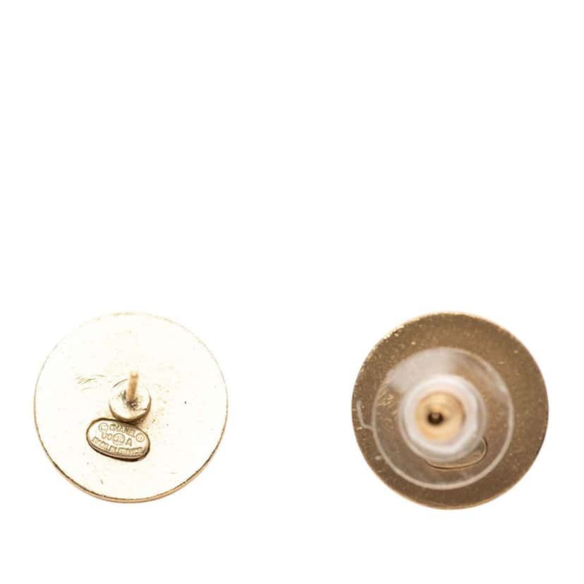 Chanel CC Gold Plated Crystals Push Back Earrings Gold Metal Very good condition - Inside View