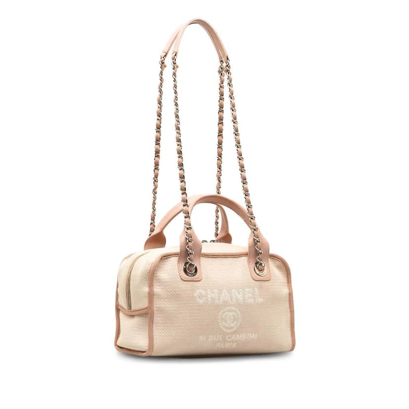 Chanel Small Canvas Deauville Bowling Bag Pink Very good condition - Back View