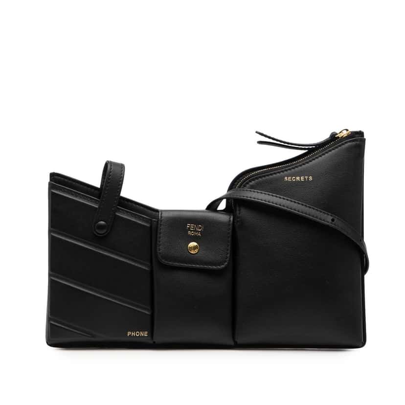 Fendi Mini Leather 3 Pocket Crossbody Black Leather Very good condition - Front View