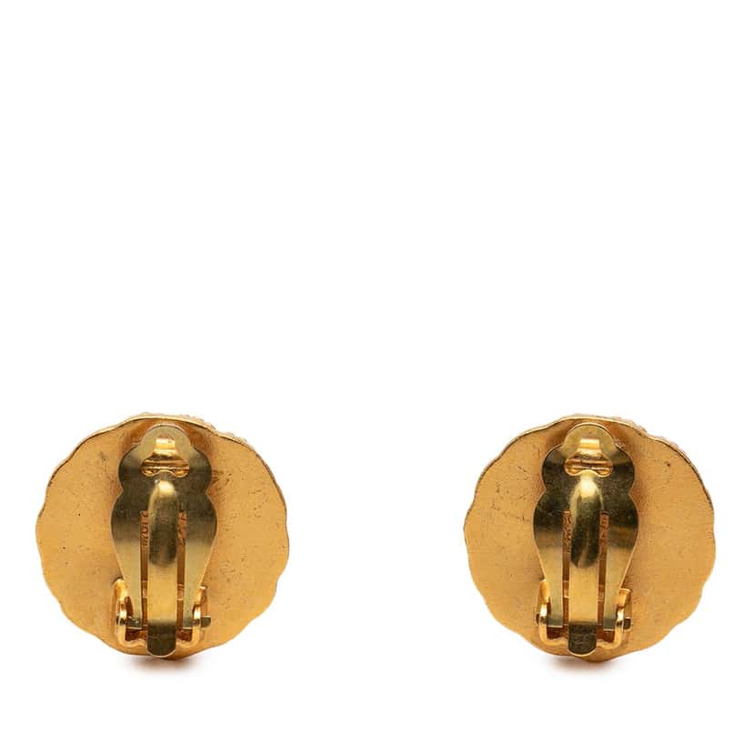 Chanel CC Gold Plated Round Clip On Earrings Gold Metal Very good condition - Back View