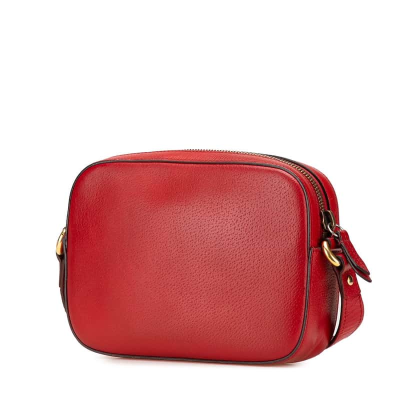 Gucci Leather Animalier Web Disco Crossbody Red Leather Very good condition - Back View