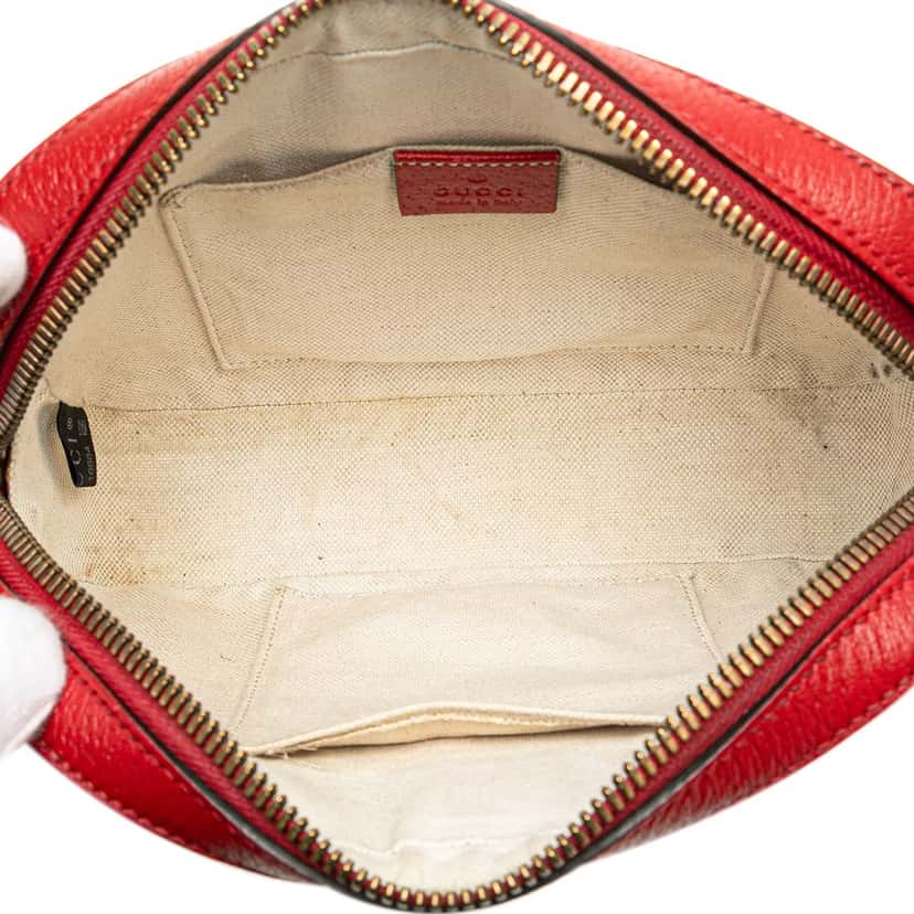 Gucci Leather Animalier Web Disco Crossbody Red Leather Very good condition - Model View