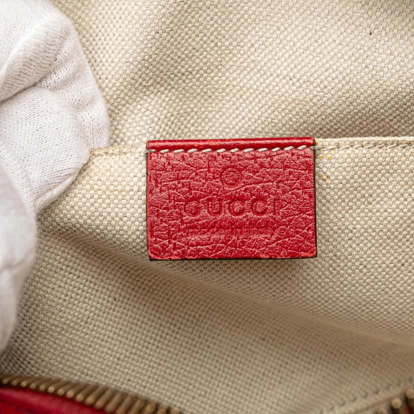 Gucci Leather Animalier Web Disco Crossbody Red Leather Very good condition - Box View