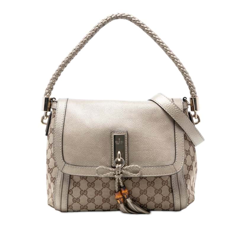 Gucci GG Canvas Bella Flap Satchel Beige Very good condition - Front View