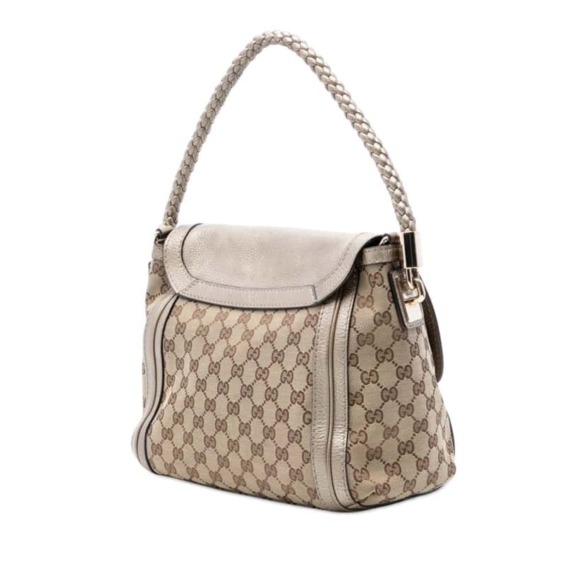 Gucci GG Canvas Bella Flap Satchel Beige Very good condition - Back View