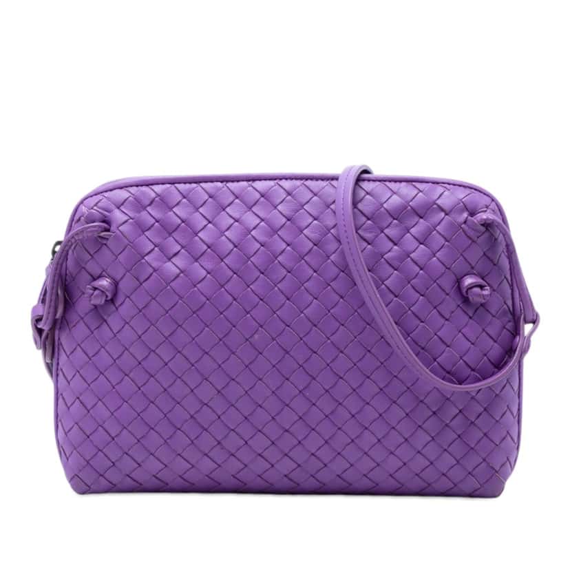 Bottega Veneta Nappa Intrecciato Nodini Crossbody Purple Leather Very good condition - Front View