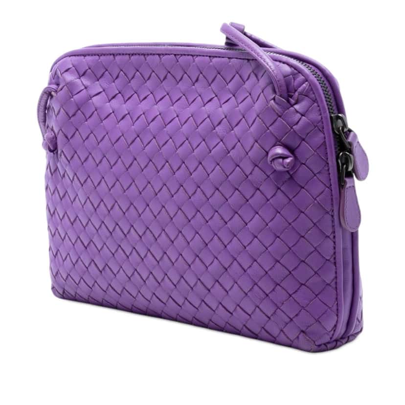 Bottega Veneta Nappa Intrecciato Nodini Crossbody Purple Leather Very good condition - Back View