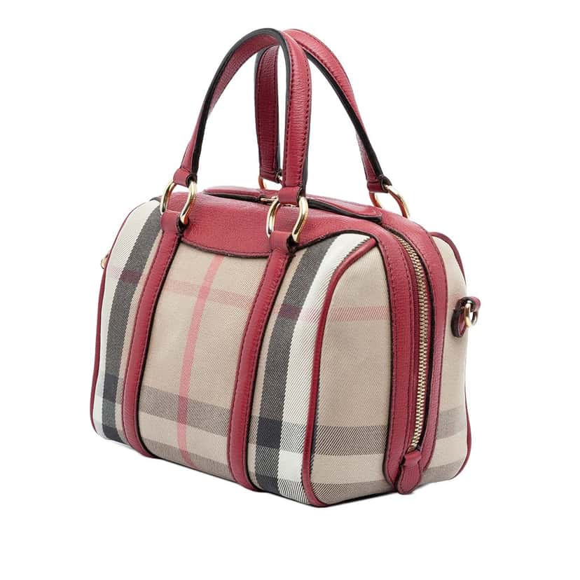 Burberry Small House Check Canvas Alchester Bowling Bag Beige Very good condition - Back View