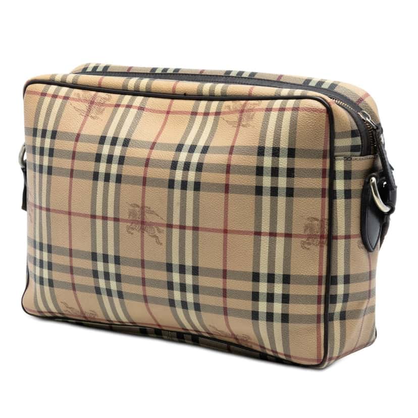 Burberry Haymarket Check Coated Canvas Messenger Bag Beige Very good condition - Back View
