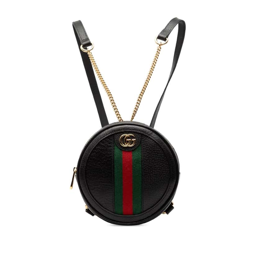Gucci Mini Leather Round Ophidia Backpack Black Leather Very good condition - Front View