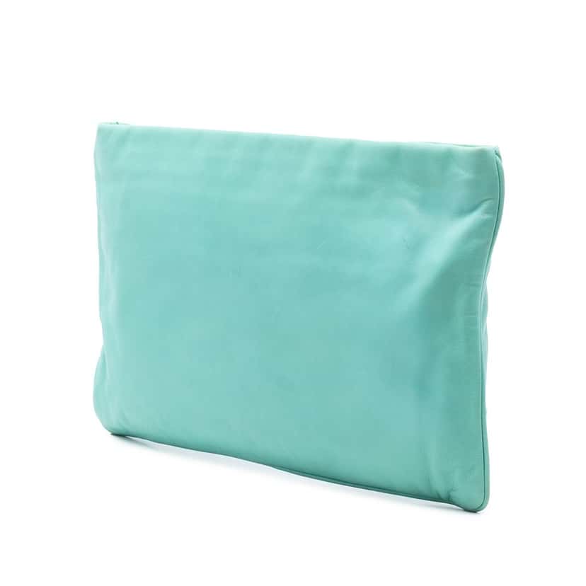 Prada Nappa Dice Clutch Green Leather Very good condition - Back View