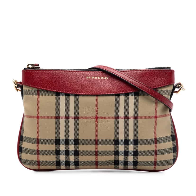 Burberry Haymarket Check Nylon Peyton Crossbody Beige Very good condition - Front View