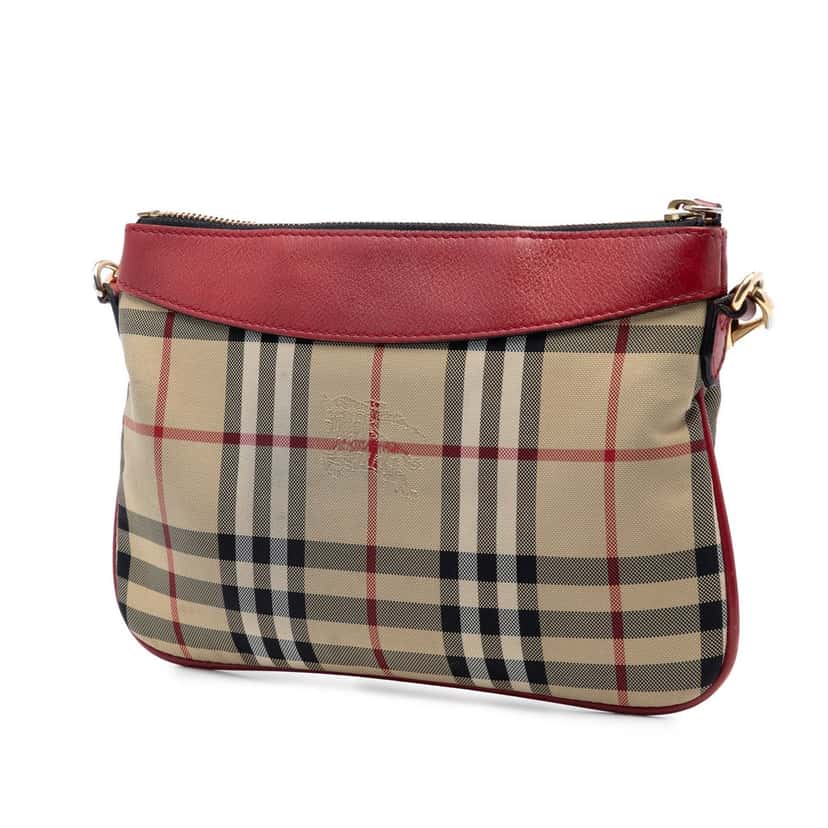 Burberry Haymarket Check Nylon Peyton Crossbody Beige Very good condition - Back View