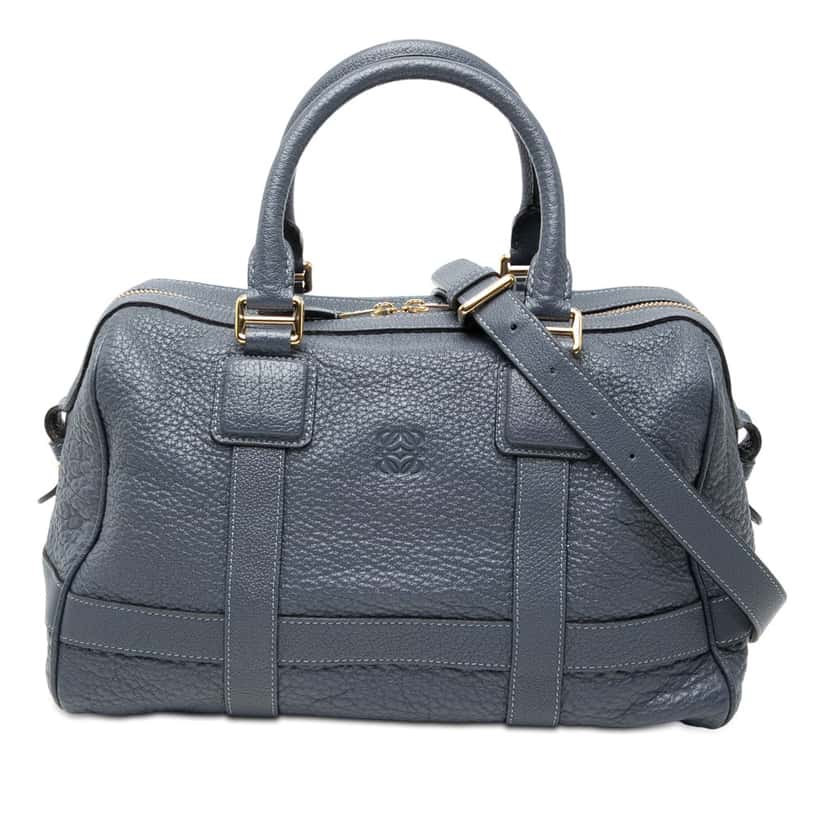 LOEWE Goatskin Anagram Paseo 30 Satchel Blue Leather Very good condition - Front View