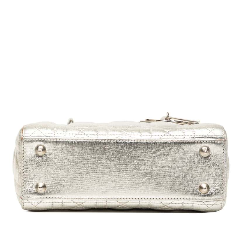 Dior Small Metallic Grained Calfskin Cannage My ABCDior Lady Dior Silver Leather Very good condition - Inside View