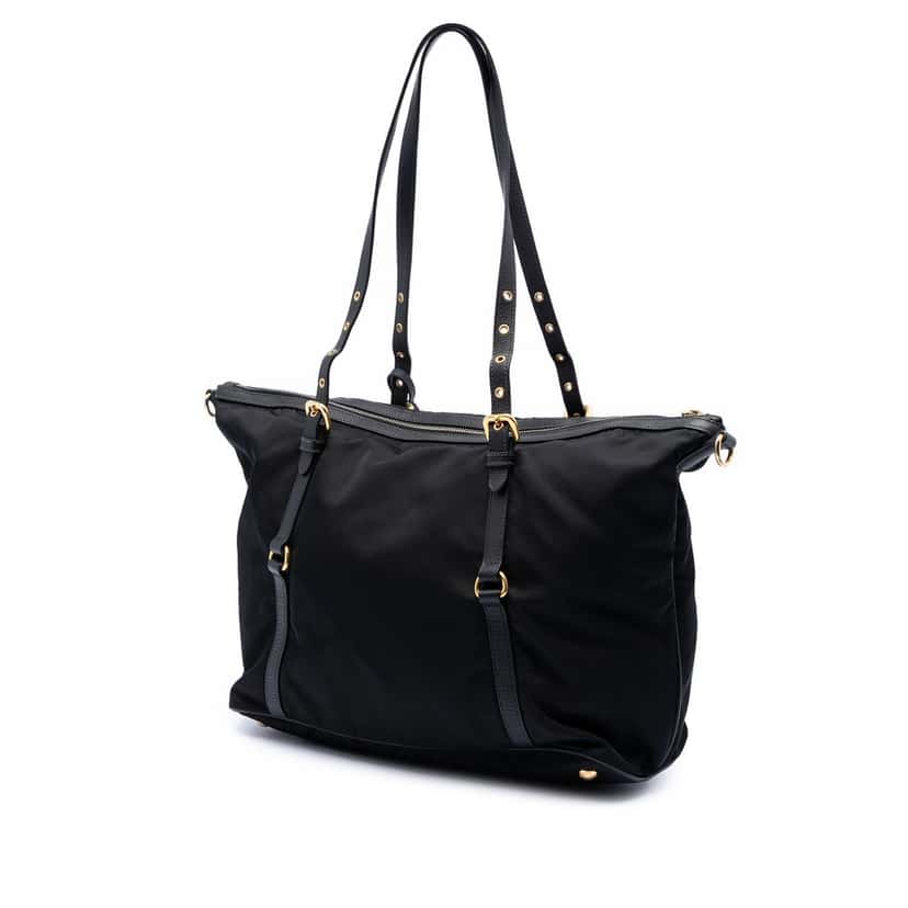Prada Saffiano Trimmed Tessuto Satchel Black Very good condition - Back View