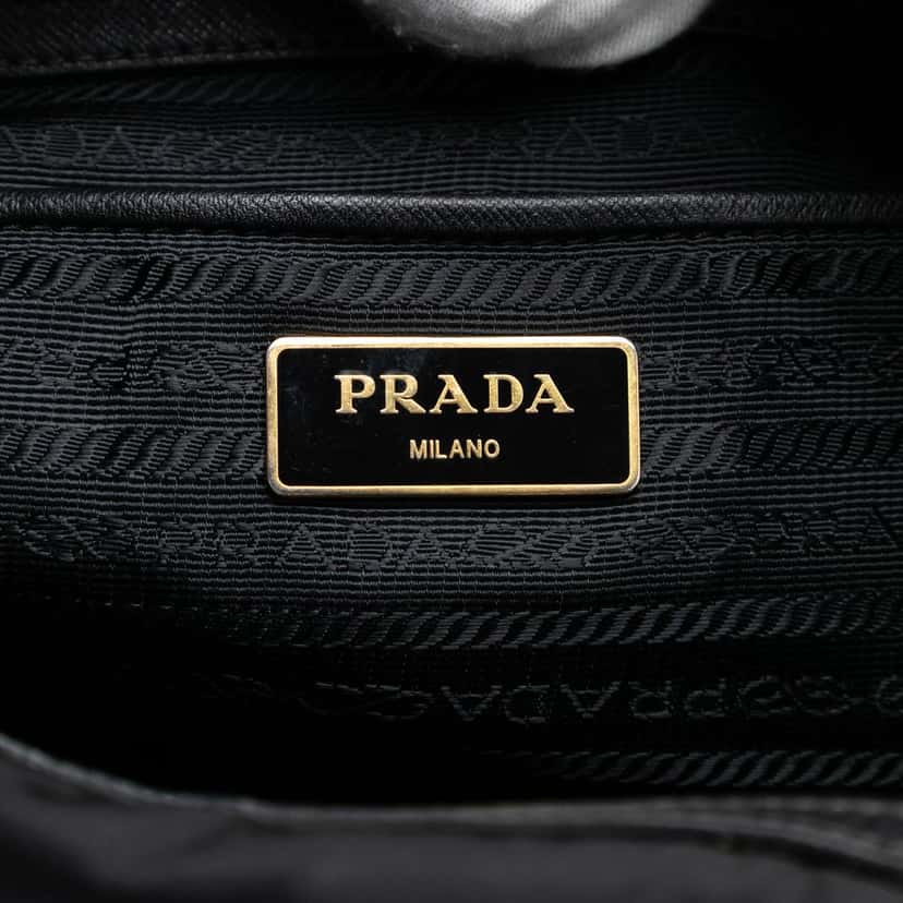 Prada Saffiano Trimmed Tessuto Satchel Black Very good condition - Box View