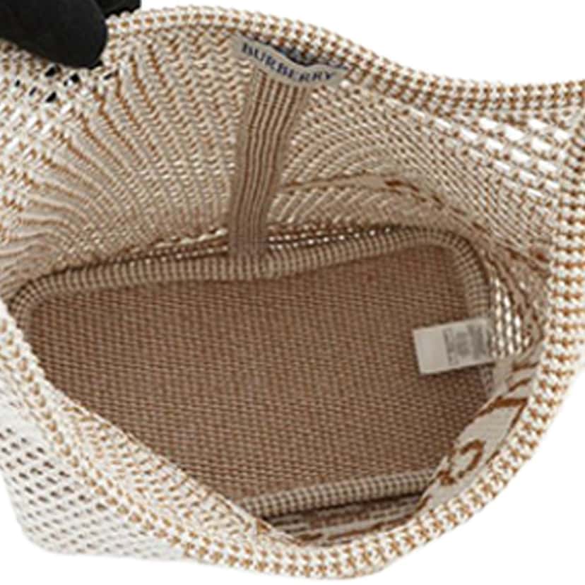 Burberry Crochet Viscose Equestrian Knight Tote White Very good condition - Model View