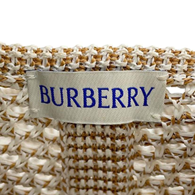 Burberry Crochet Viscose Equestrian Knight Tote White Very good condition - Box View