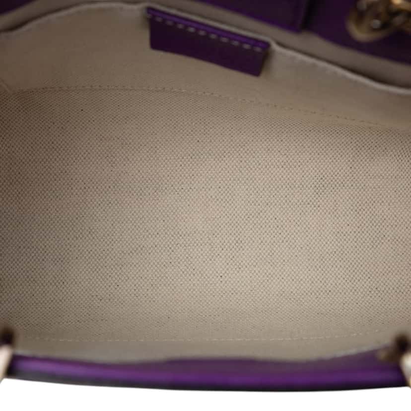 Gucci Mini Bicolor Calfskin Bamboo Shopper Satchel Purple Leather Very good condition - Model View