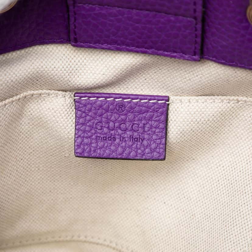 Gucci Mini Bicolor Calfskin Bamboo Shopper Satchel Purple Leather Very good condition - Box View