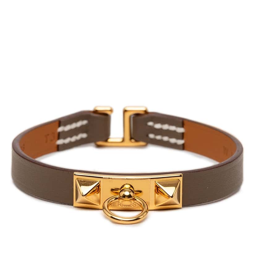 Hermès Swift Rivale Mini Bracelet T3 Brown Leather Very good condition - Front View