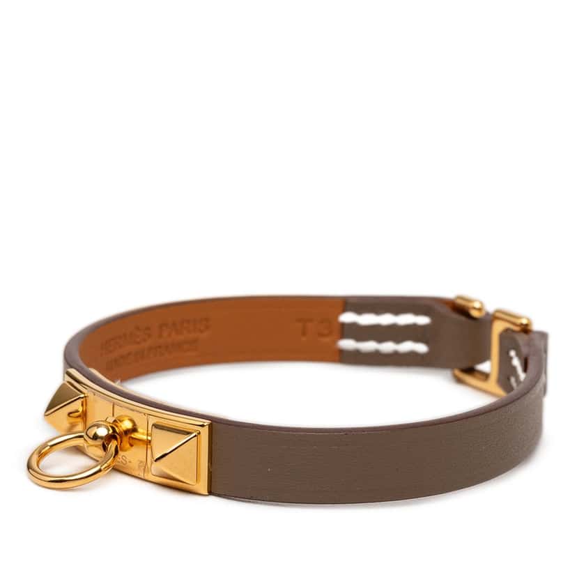 Hermès Swift Rivale Mini Bracelet T3 Brown Leather Very good condition - Back View