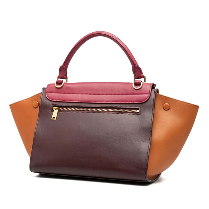 Celine Small Tricolor Leather Trapeze Satchel Brown Leather Very good condition - Back View