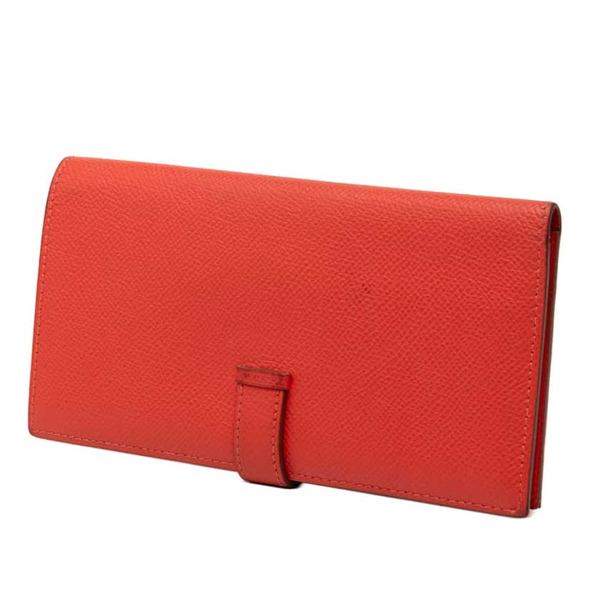Hermès Epsom Bearn Wallet Red Leather Very good condition - Back View