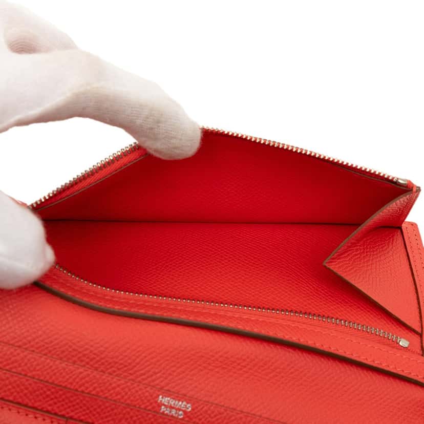 Hermès Epsom Bearn Wallet Red Leather Very good condition - Box View