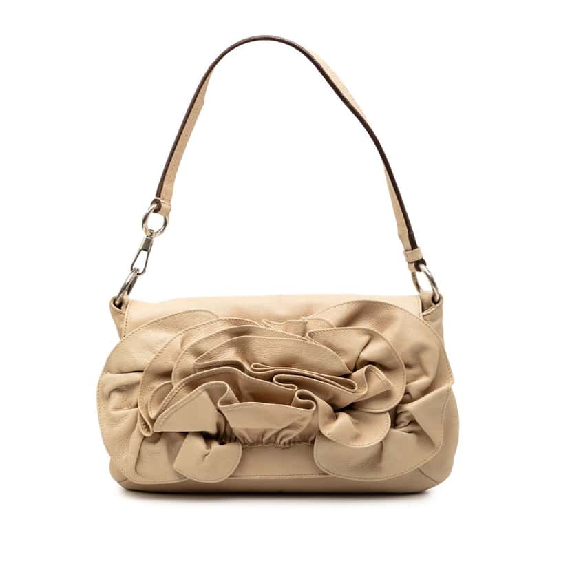 Saint Laurent Leather Nadja Rose Flap Bag Brown Leather Very good condition - Front View
