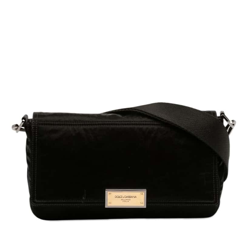 Dolce & Gabbana Nylon Logo Plaque Messenger Bag Black Very good condition - Front View