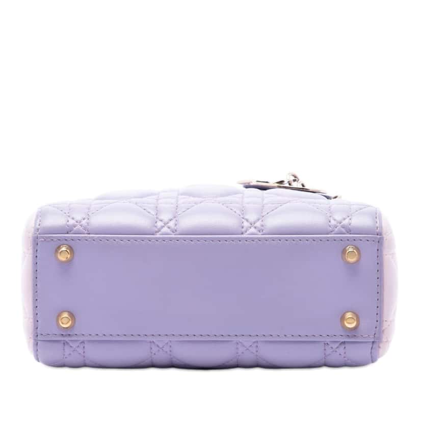 Dior Mini Tricolor Lambskin Cannage Lady Dior Purple Leather Very good condition - Inside View