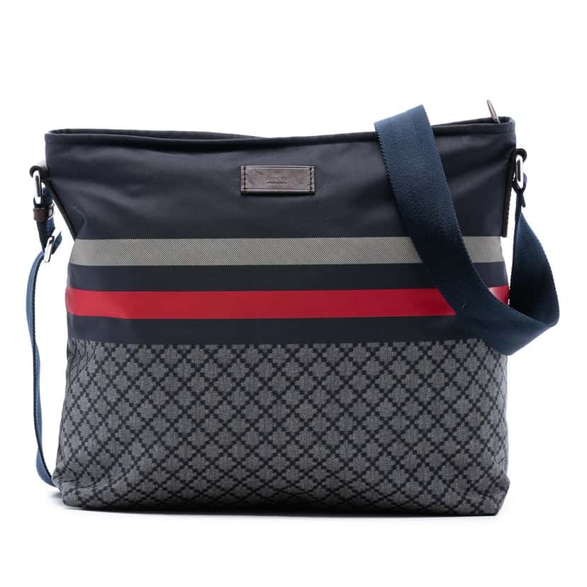 Gucci Diamante Nylon Web Crossbody Blue Very good condition - Front View