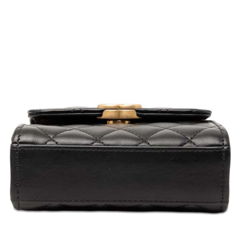 Chanel Mini CC Quilted Lambskin Enamel Top Handle Bag Black Leather Very good condition - Inside View