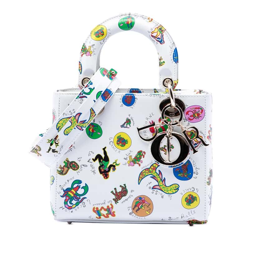 Dior Small Calfskin Zodiac Lady Dior White Leather Very good condition - Front View