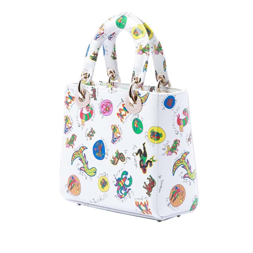 Dior Small Calfskin Zodiac Lady Dior White Leather Very good condition - Back View