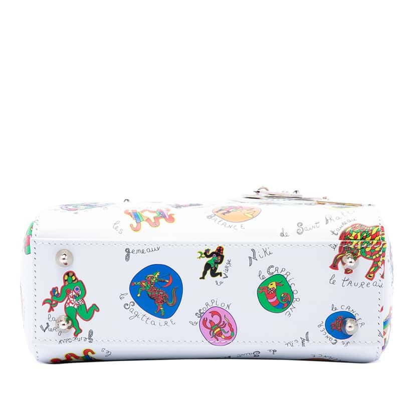 Dior Small Calfskin Zodiac Lady Dior White Leather Very good condition - Inside View