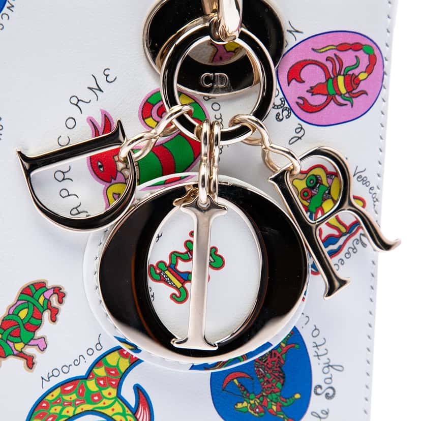Dior Small Calfskin Zodiac Lady Dior White Leather Very good condition - Box View
