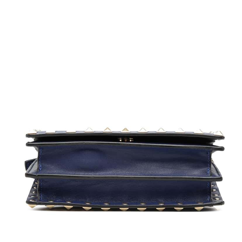 Valentino Leather Rockstud Chain Pouch Blue Leather Very good condition - Inside View