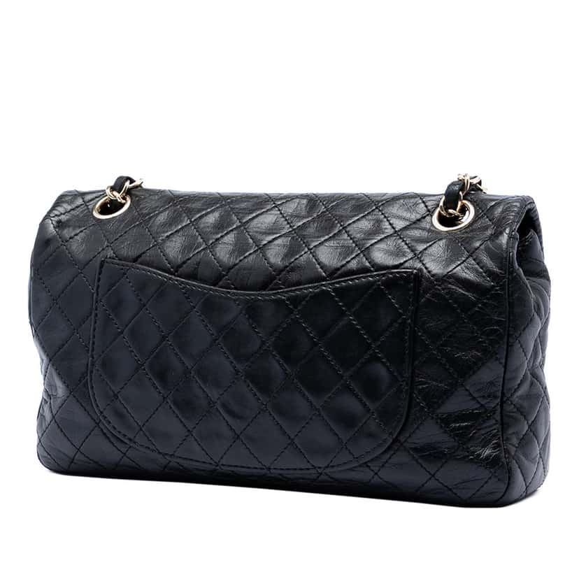 Chanel Medium Classic Lambskin Valentines Heart Charms Single Flap Black Leather Very good condition - Back View