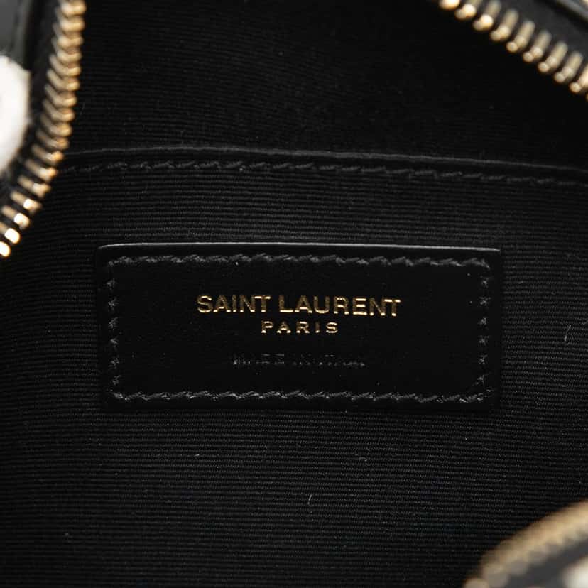 Saint Laurent Chevron Calfskin Polka Dot Round Vinyle Camera Bag Black Leather Very good condition - Box View