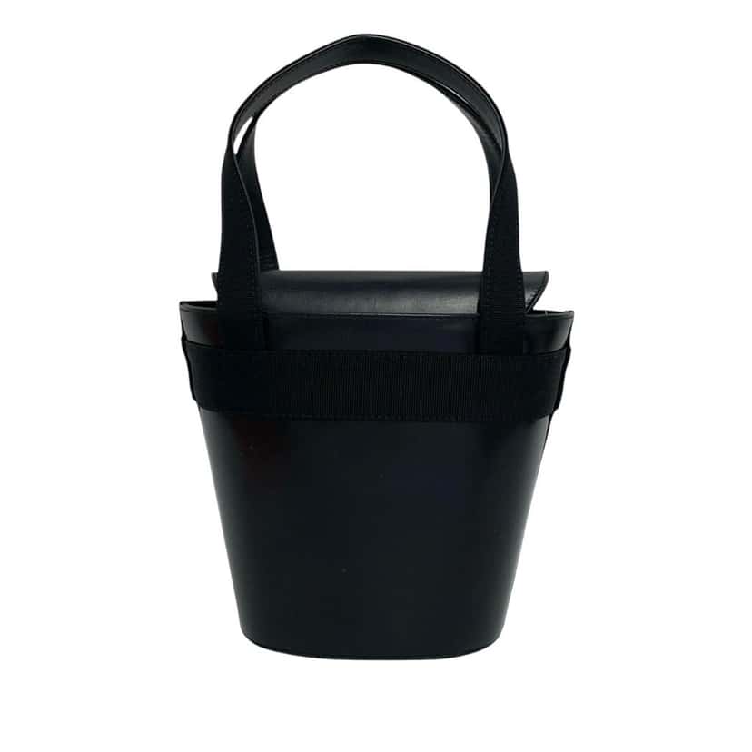 Ferragamo Leather Vara Bow Top Handle Bucket Bag Black Leather Very good condition - Back View