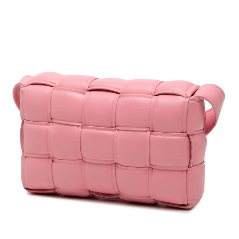 Bottega Veneta Small Nappa Intrecciato Padded Cassette Crossbody Pink Leather Very good condition - Back View