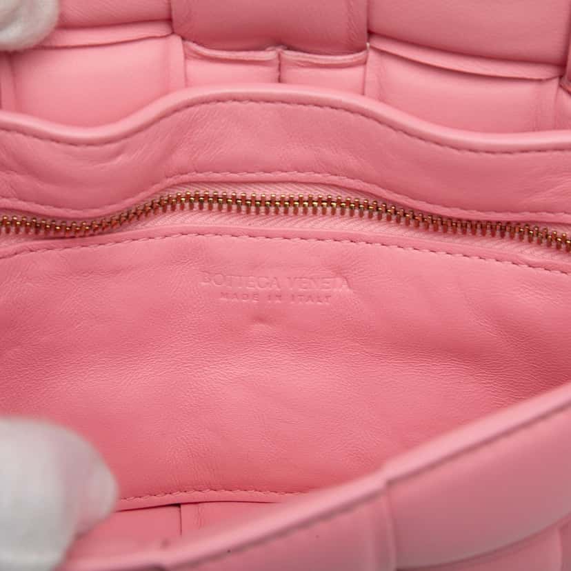 Bottega Veneta Small Nappa Intrecciato Padded Cassette Crossbody Pink Leather Very good condition - Box View