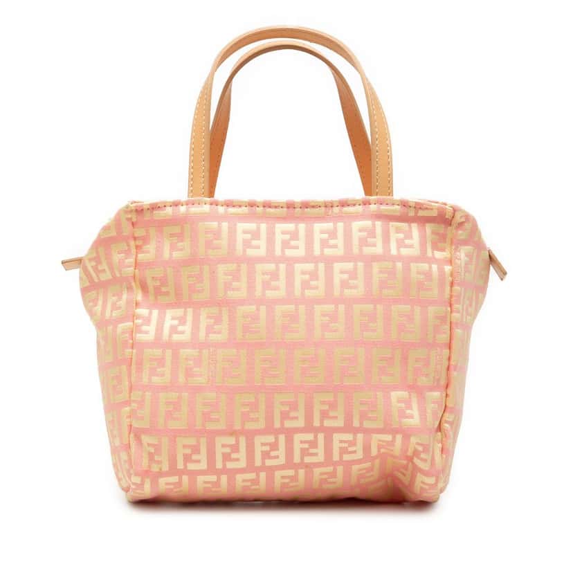 Fendi Mini Zucchino Canvas Handbag Pink Very good condition - Front View