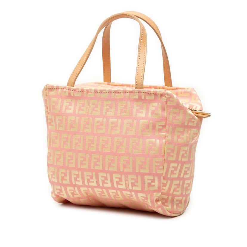 Fendi Mini Zucchino Canvas Handbag Pink Very good condition - Back View