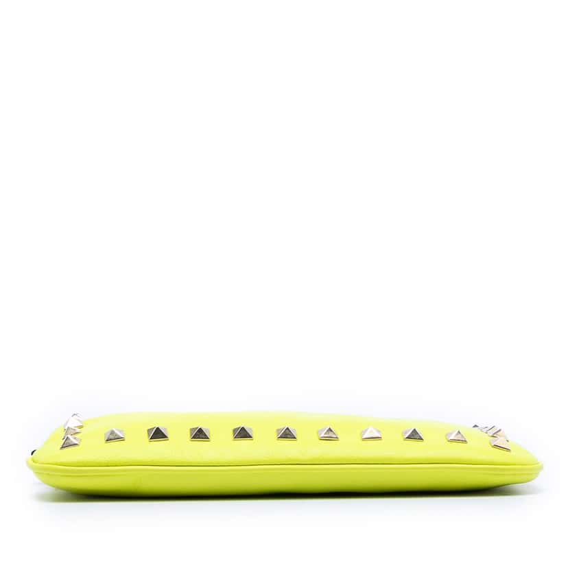 Valentino Leather Rockstud Wristlet Pouch Yellow Leather Very good condition - Inside View